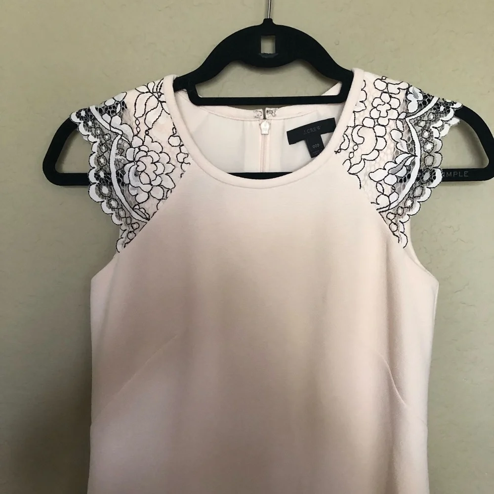 J.Crew cream ivory shift dress lace cap sleeves